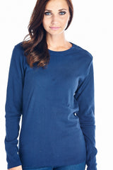 Women's Long Sleeve Crew Neck Top Navy 8 Tops - Tophatter Daily Deals