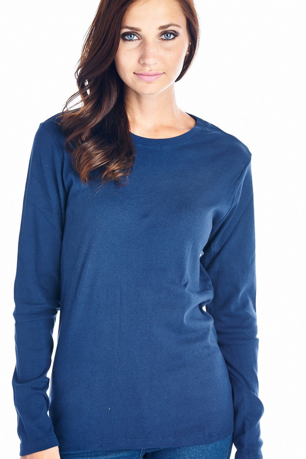 Women's Long Sleeve Crew Neck Top Navy 8 Tops - Tophatter Daily Deals
