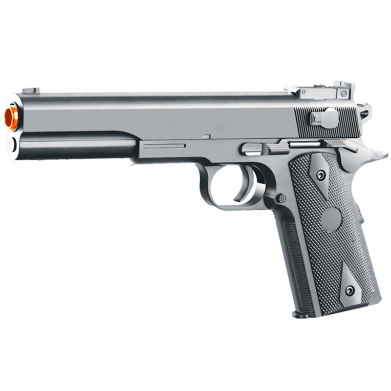 M1911 Spring Powered Airsoft Pistol with Metal Flitch and Tube Gun Metal Collectible Weapons - Tophatter Daily Deals