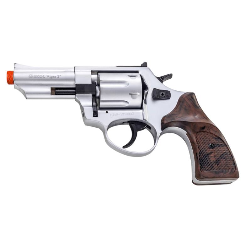 Viper Nickel Finish 9mm Front Firing Blank Revolver 3 Inch Barrel - Tophatter's Inc. Weapons Store Online Collectible Weapons - Tophatter Daily Deals