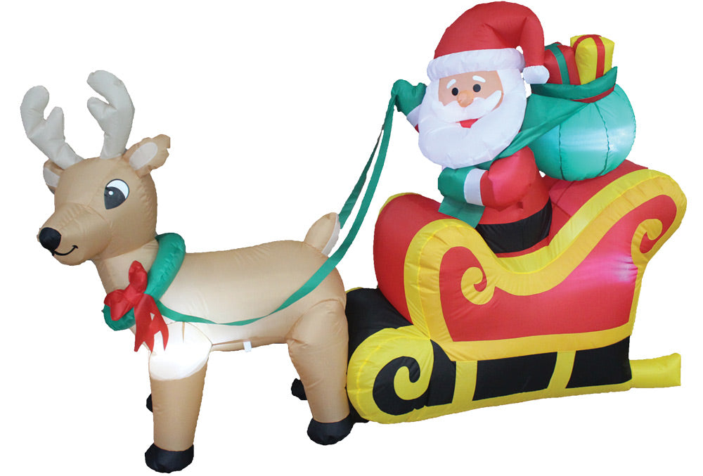 6' Santa On Sleigh Inflatable Halloween Inflatable Decorations - Tophatter Daily Deals