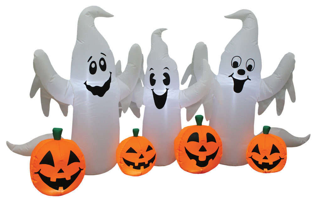 Ghosts with Pumpkins 8' Wide Inflatable Halloween Inflatable Decorations - Tophatter Daily Deals