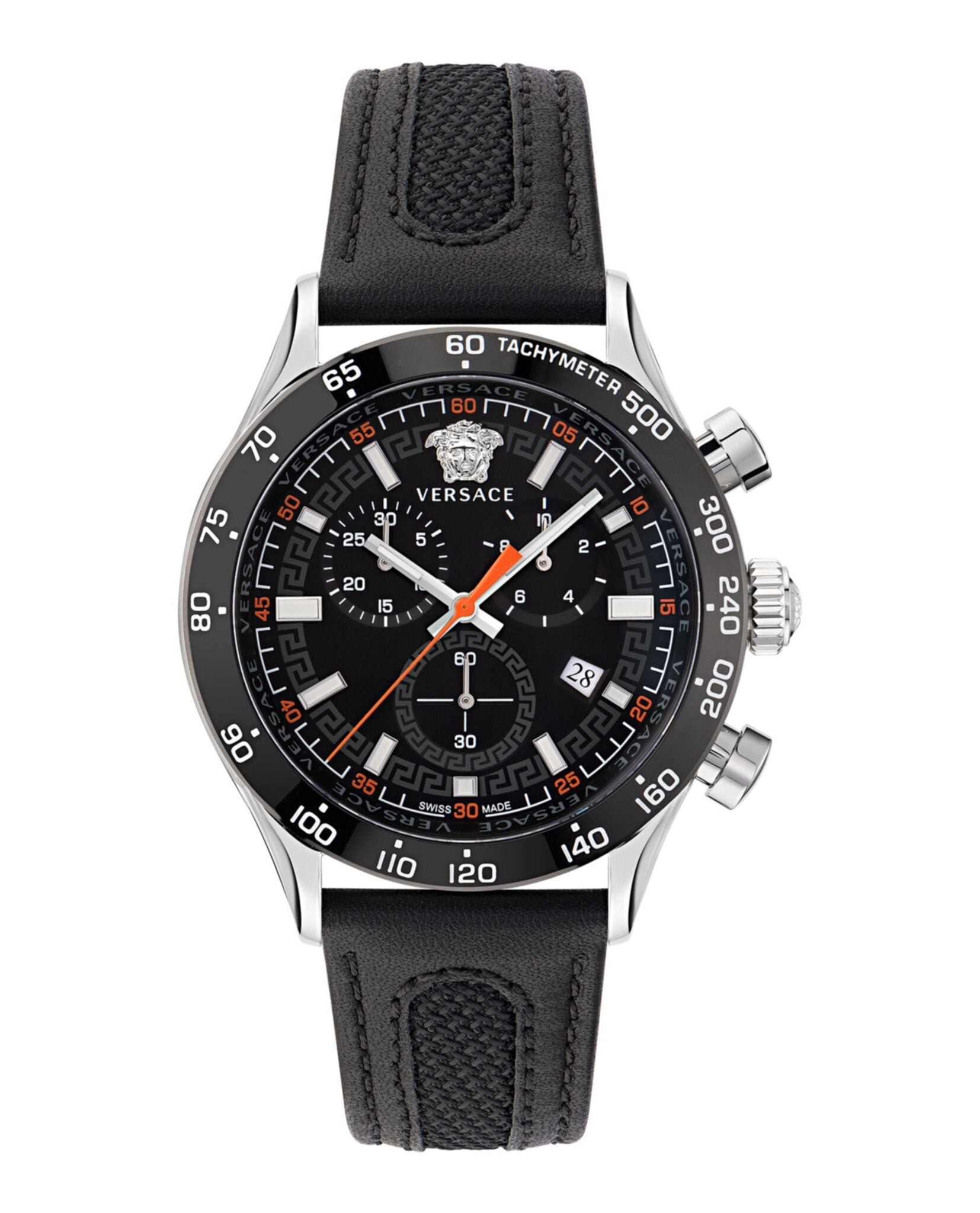 Versace Hellenyium Chrono Leather Watch Stainless Steel Watches - Tophatter Daily Deals