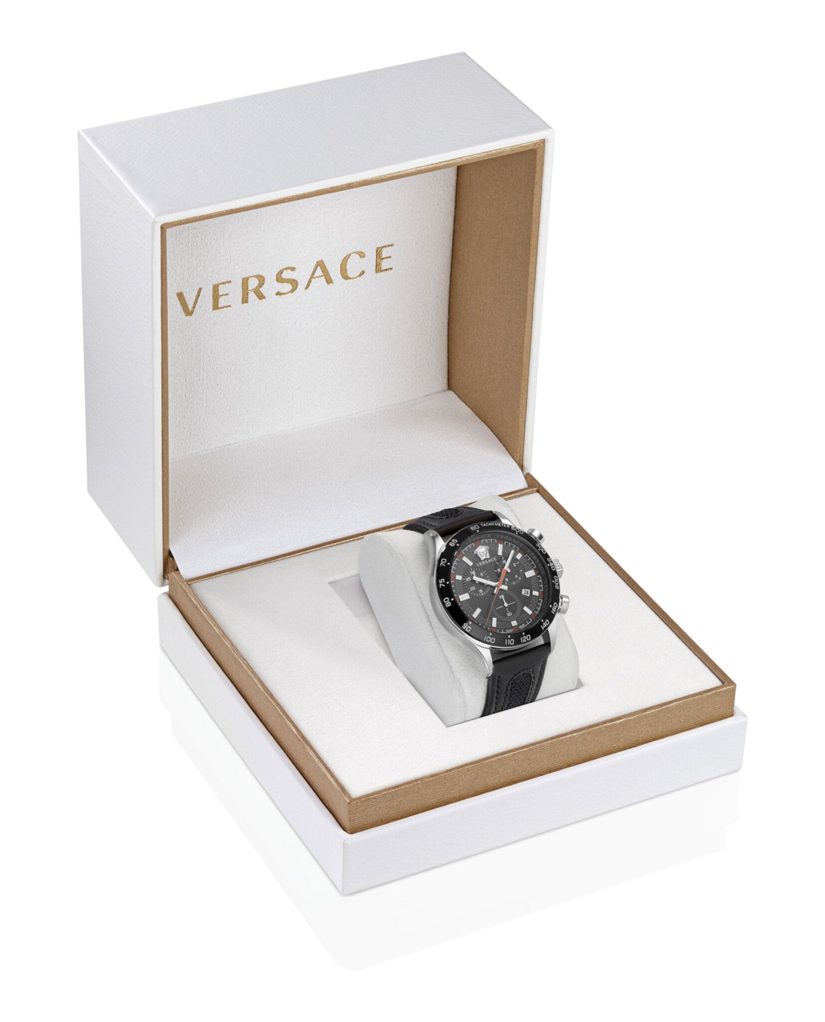 Versace Hellenyium Chrono Leather Watch Watches - Tophatter Daily Deals