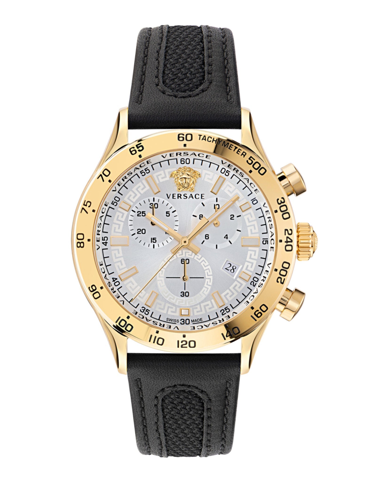 Versace Hellenyium Chrono Leather Watch Gold Watches - Tophatter Daily Deals