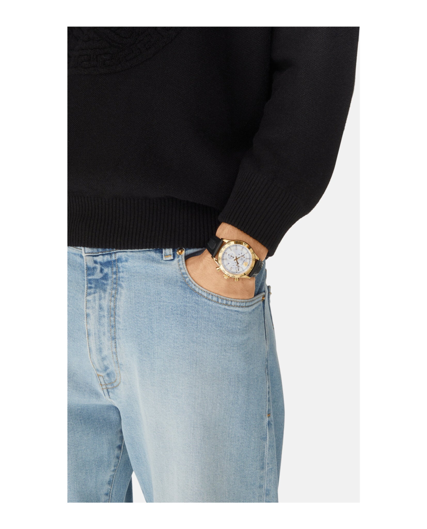 Versace Hellenyium Chrono Leather Watch Watches - Tophatter Daily Deals