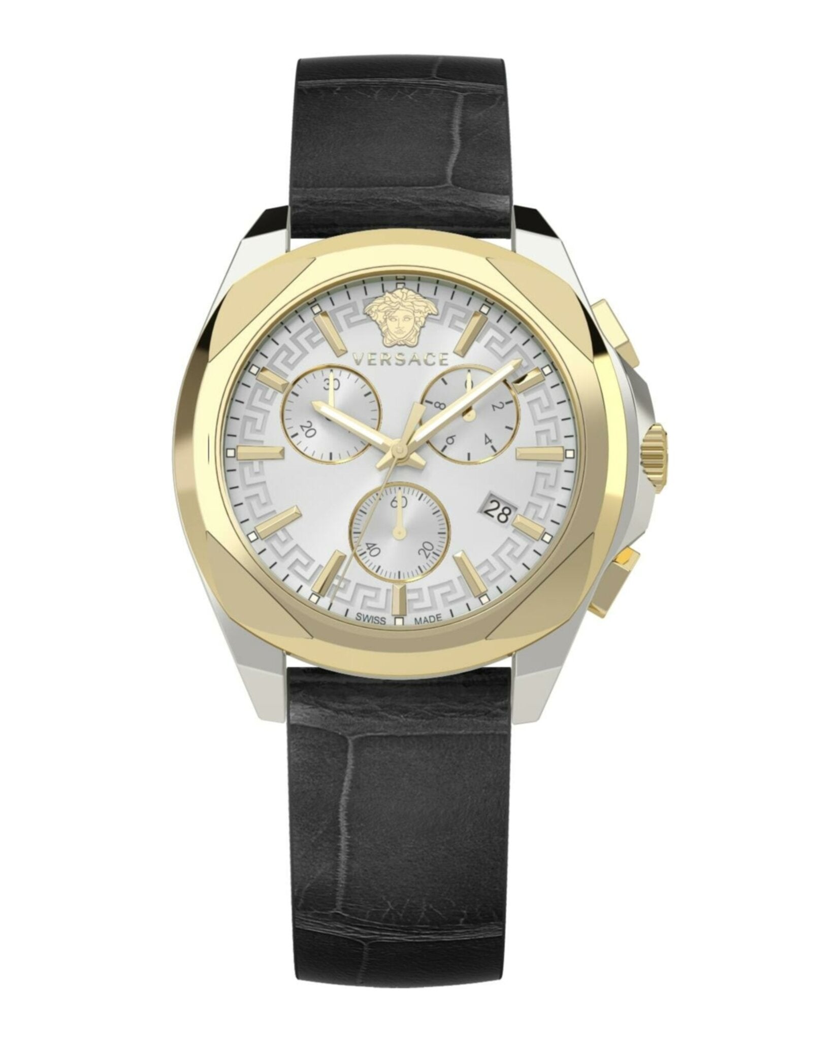Versace Medusa Chrono Leather Watch Two Tone Watches - Tophatter Daily Deals