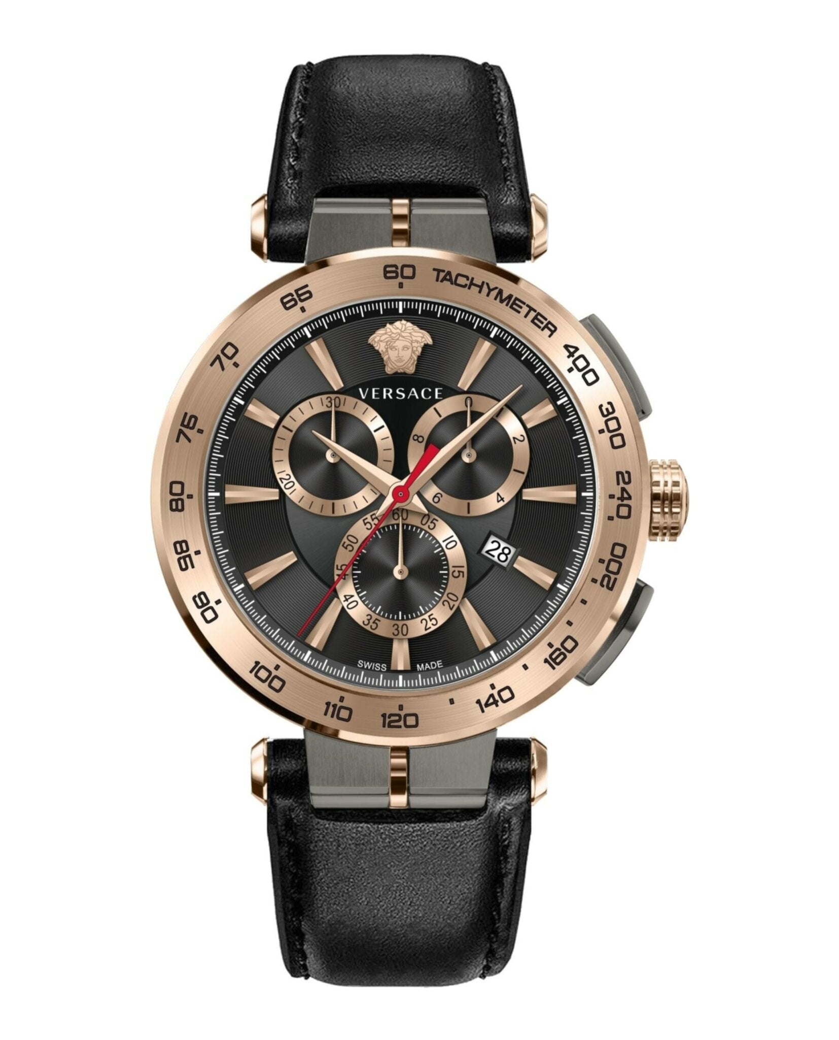 Versace Aion Chrono Leather Watch Two Tone Watches - Tophatter Daily Deals