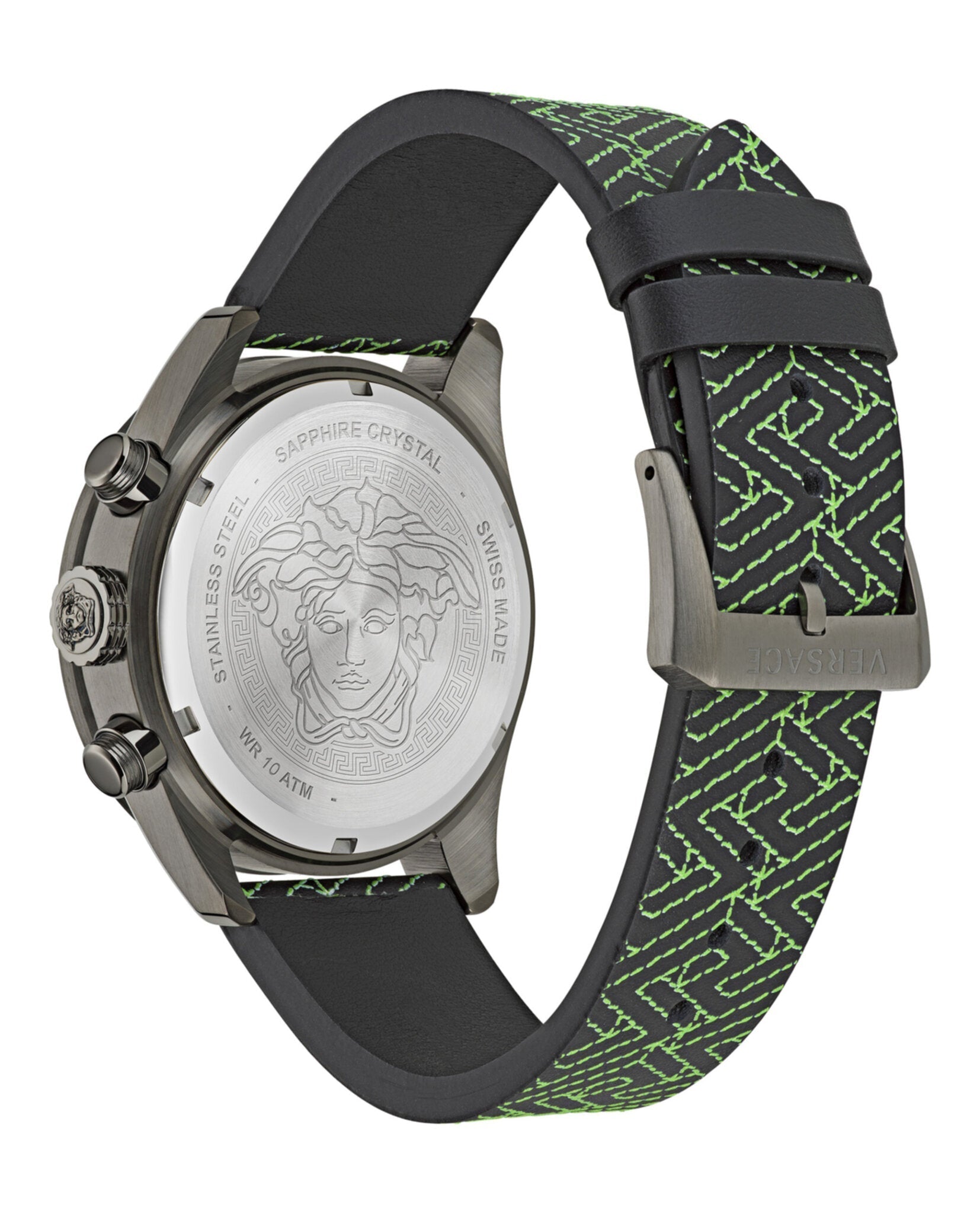 Versace Greca Dome Chrono Leather Watch Watches - Tophatter Daily Deals