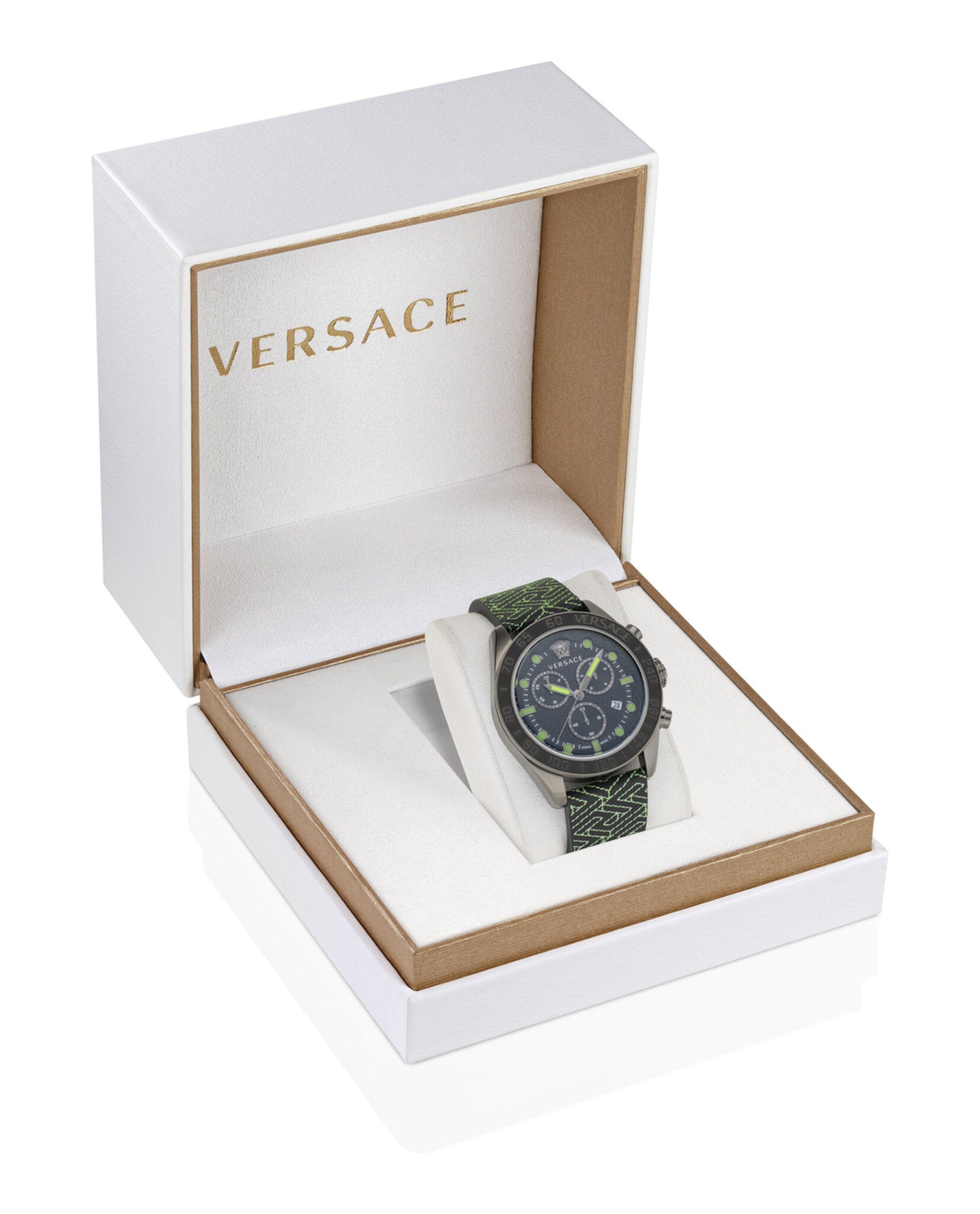 Versace Greca Dome Chrono Leather Watch Watches - Tophatter Daily Deals