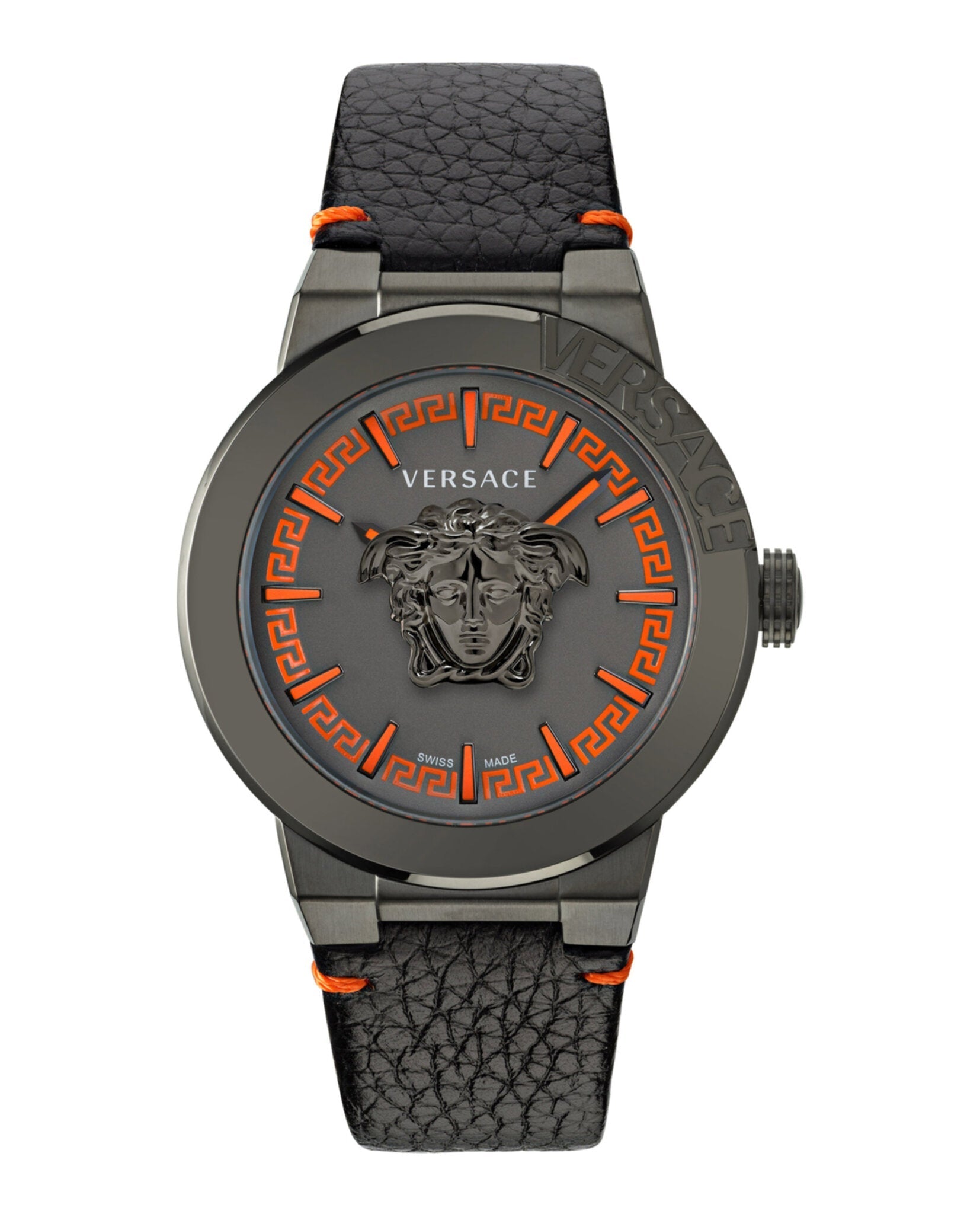 Versace Medusa Infinite Leather Watch Gun Watches - Tophatter Daily Deals