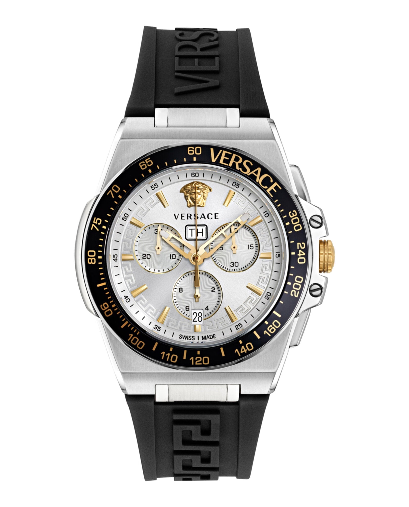 Versace Greca Extreme Chrono Silicone Watch Stainless Steel Watches - Tophatter Daily Deals