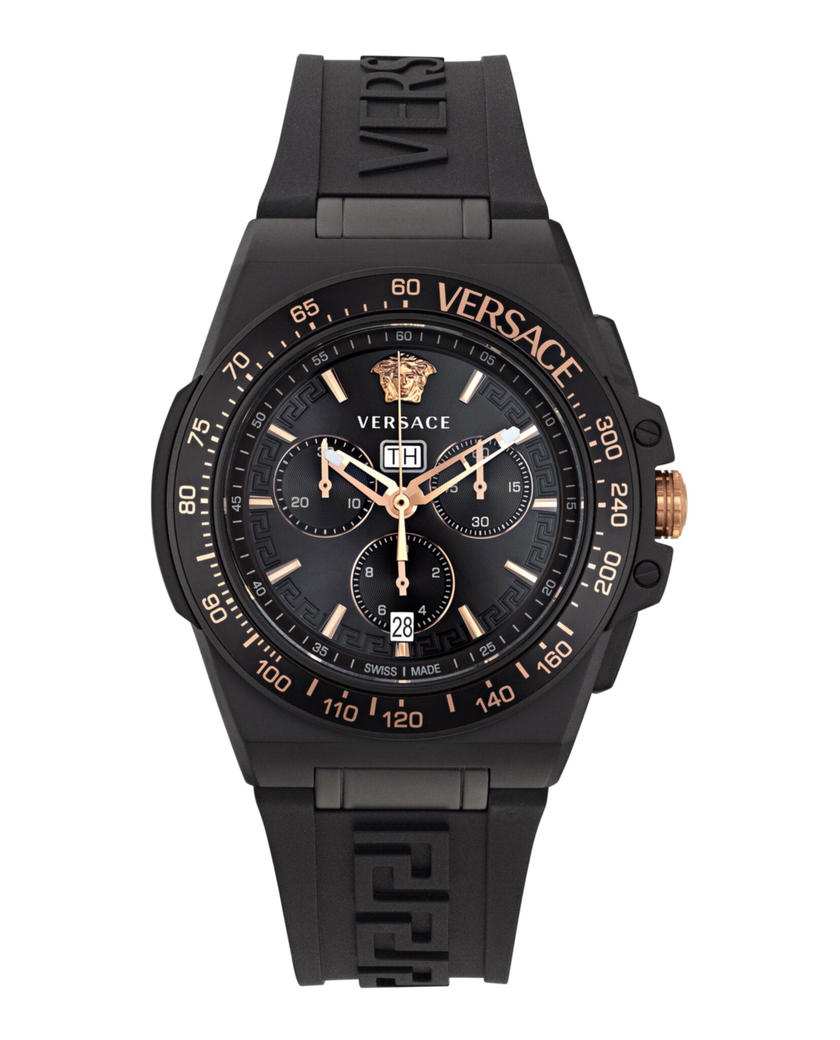 Versace Greca Extreme Chrono Silicone Watch Black Watches - Tophatter Daily Deals