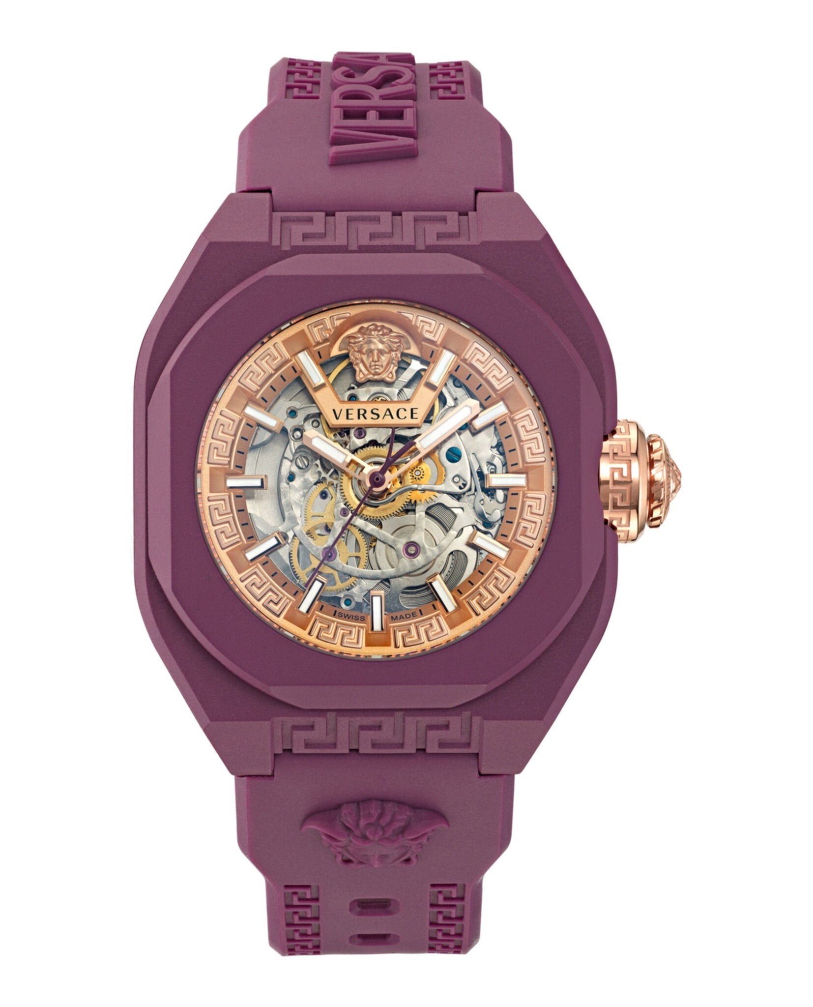 Versace V-Legend Skeleton Automatic Watch BURGUNDY Watches - Tophatter Daily Deals