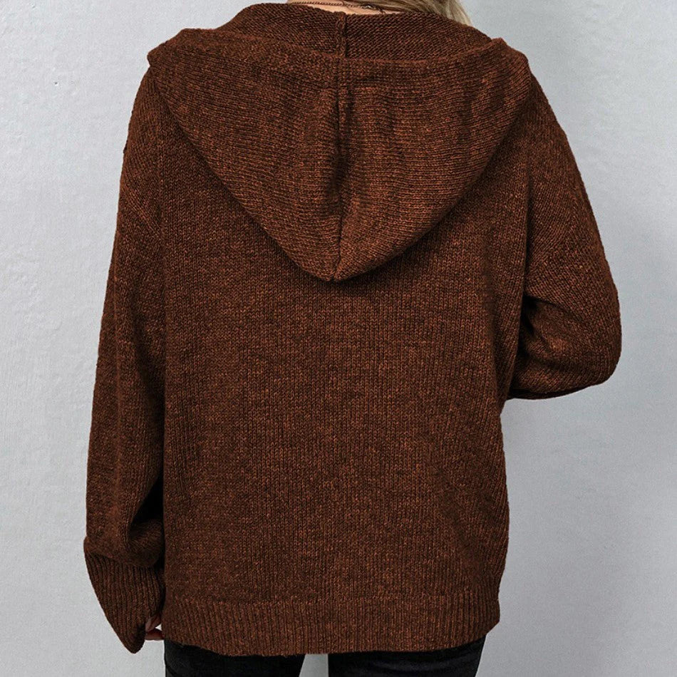 Oversized Women Cardigan - Hooded Button, Textured Knit - Tophatter Daily Deals