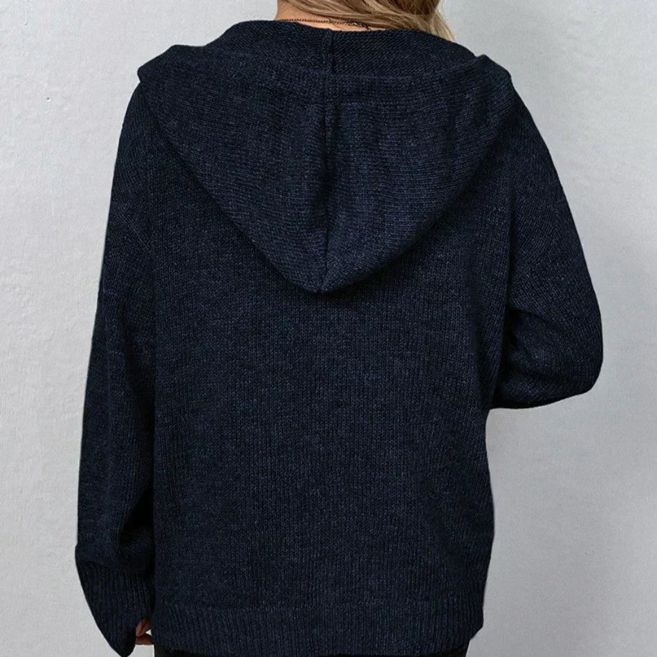 Oversized Women Cardigan - Hooded Button, Textured Knit - Tophatter Daily Deals