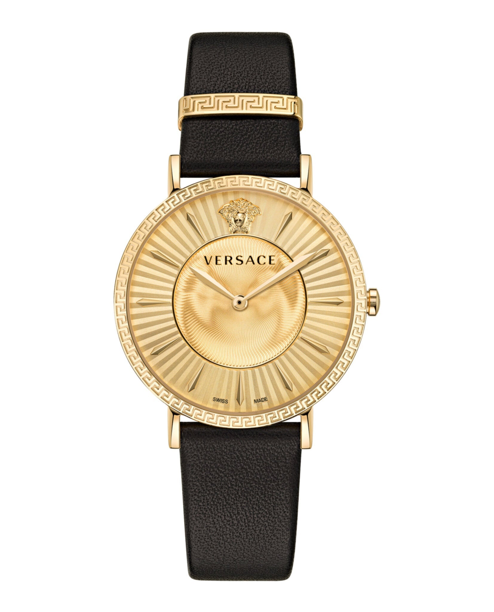 Versace V-Eternal Leather Watch Gold Watches - Tophatter Daily Deals