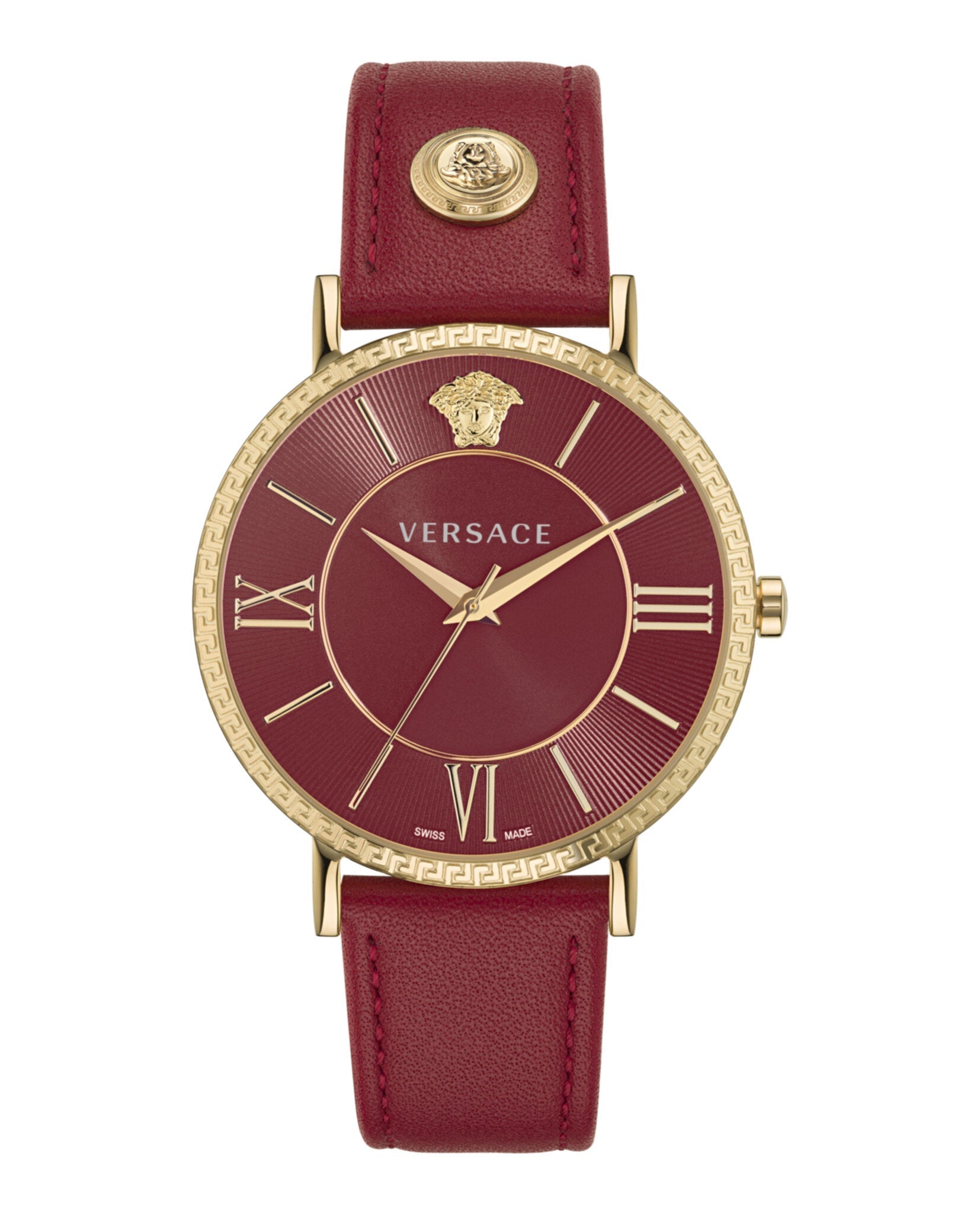 Versace V-Eternal Leather Watch Gold Watches - Tophatter Daily Deals