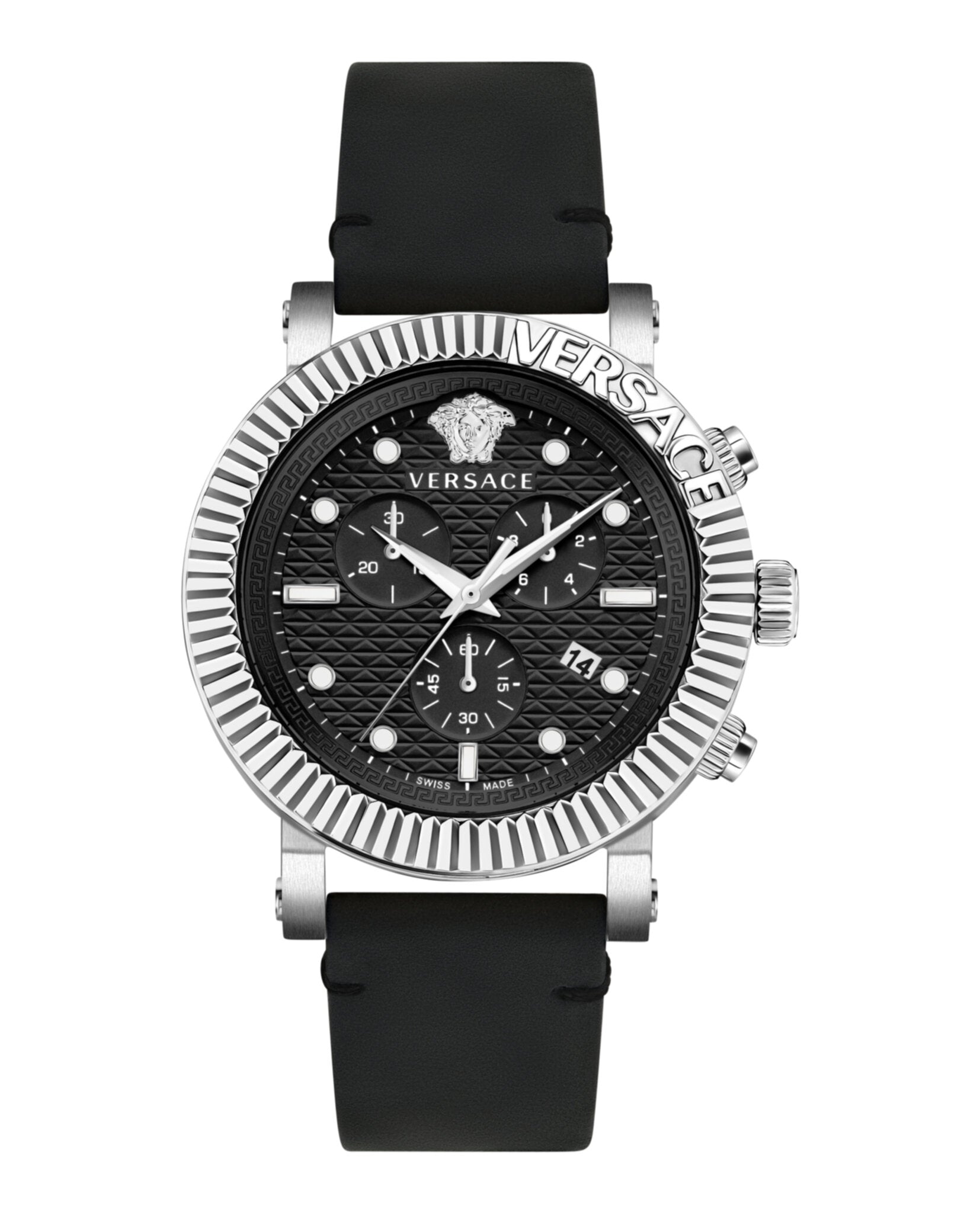 Versace V-Chrono Classic Leather Watch Stainless Steel-VESQ00222 Watches - Tophatter Daily Deals