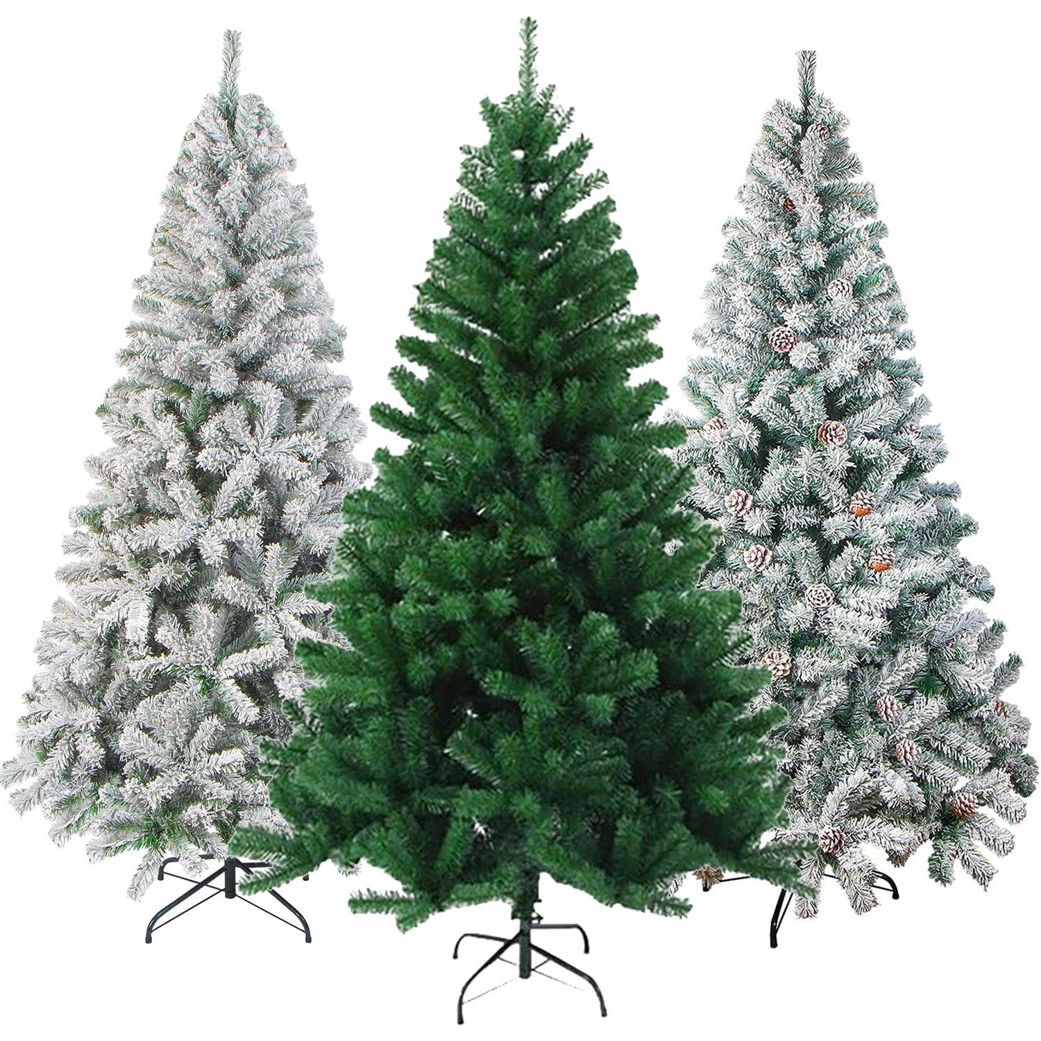 Christmas Decoration Tree - 6ft Christmas Tree Snow Flocked Artificial Tree with Pine Cones and Metal Stand Christmas - Tophatter Daily Deals