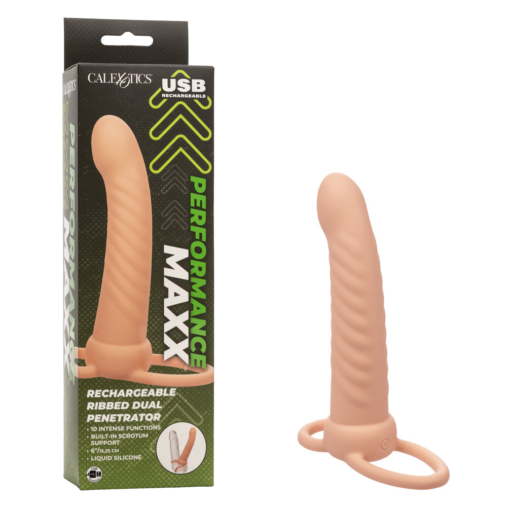 Performance Maxx Ribbed Dual Penetrator Liquid Silicone Waterproof Vibrating Probe > Dildos > Neutral Dildos - Tophatter Daily Deals
