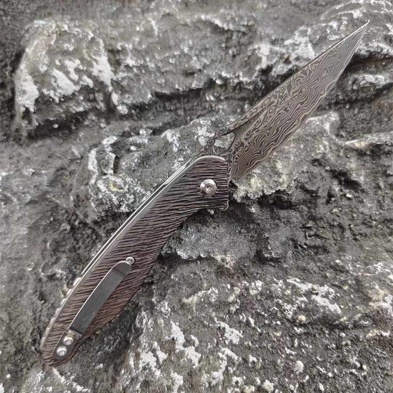 VG10 Damascus Seahorse Folding Knife - Tophatter Daily Deals