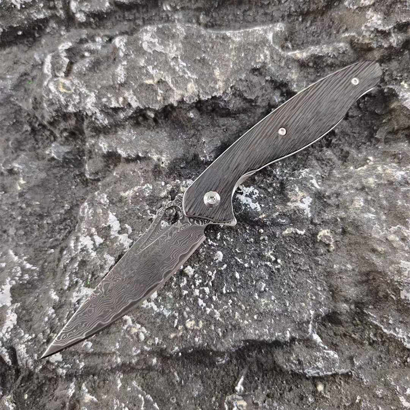 VG10 Damascus Seahorse Folding Knife - Tophatter Daily Deals
