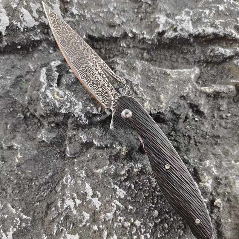 VG10 Damascus Seahorse Folding Knife - Tophatter Daily Deals