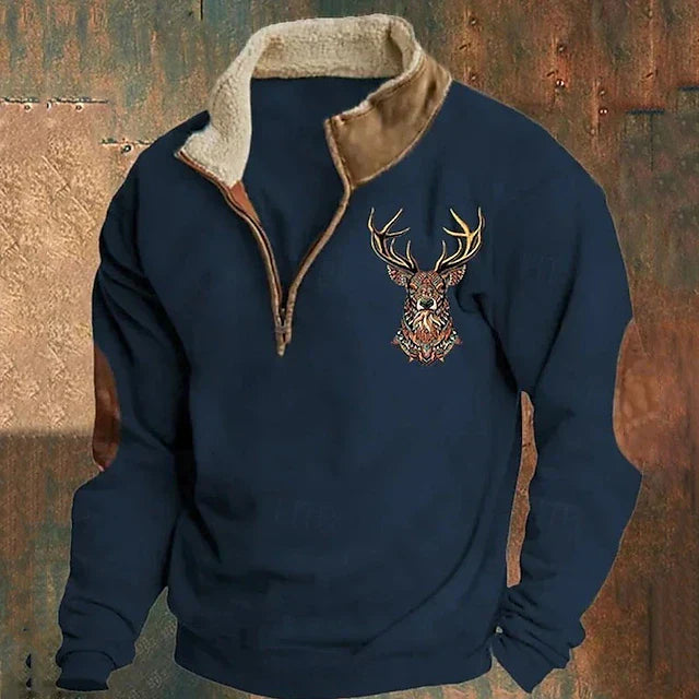 Warm Cozy Men's Quarter Zip Pullover - Sherpa Lined Fleece Blue - Tophatter Daily Deals
