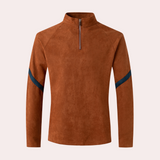 Warm Classic Men's Sweater - Raglan Zip Neck, Wool Blend Brown - Tophatter Daily Deals