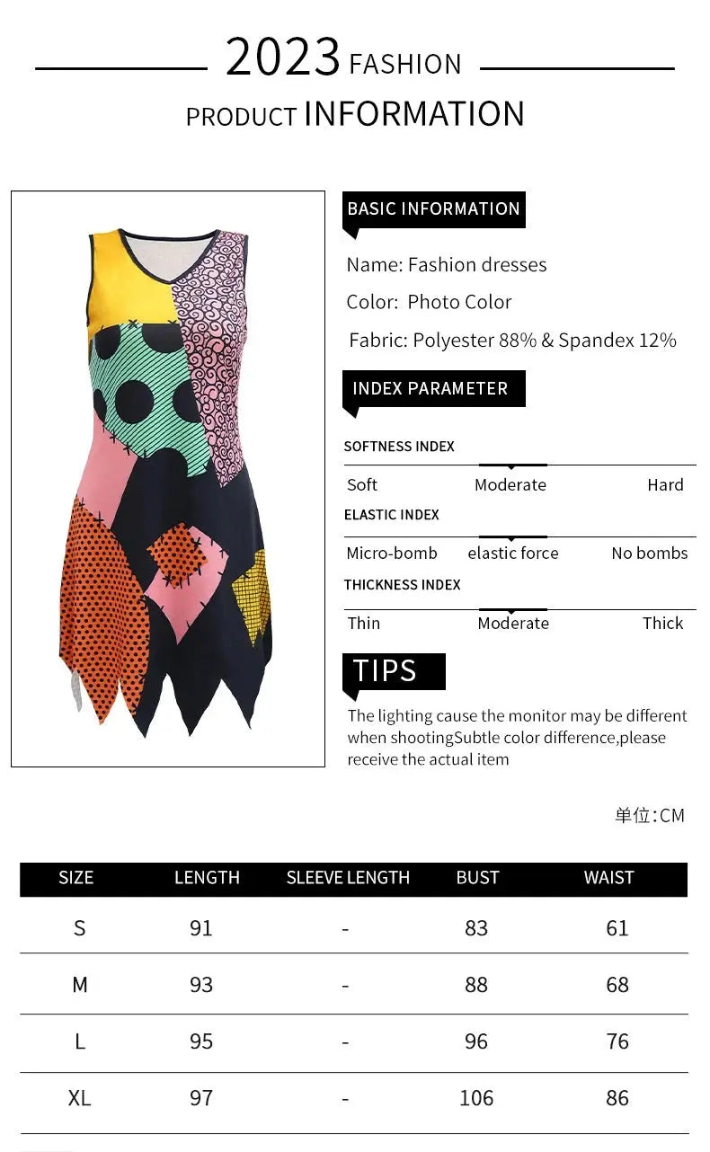 VIP FASHION Sally Halloween Cosplay Dress Women Funny Party Costume Horro Zentai Catsuit Sleeveless Dresses Girls Sexy Leggings - Tophatter Daily Deals