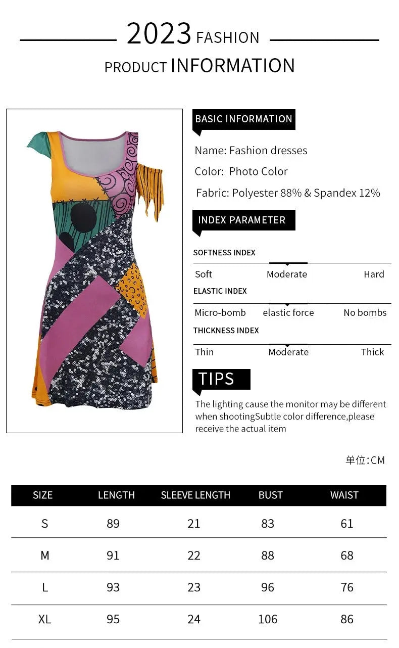 VIP FASHION Sally Halloween Cosplay Dress Women Funny Party Costume Horro Zentai Catsuit Sleeveless Dresses Girls Sexy Leggings - Tophatter Daily Deals