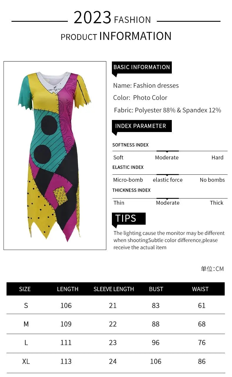 VIP FASHION Sally Halloween Cosplay Dress Women Funny Party Costume Horro Zentai Catsuit Sleeveless Dresses Girls Sexy Leggings - Tophatter Daily Deals