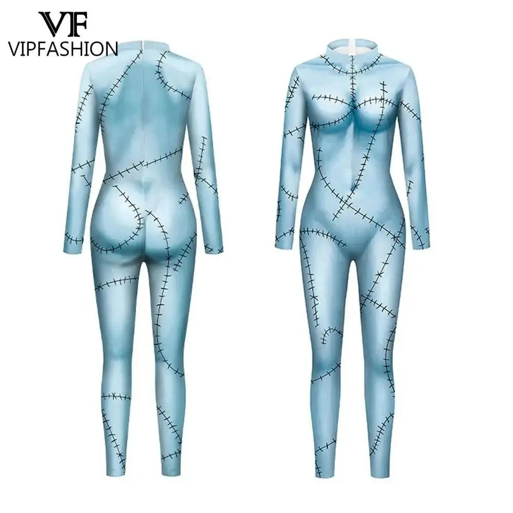 VIP FASHION Sally Halloween Cosplay Dress Women Funny Party Costume Horro Zentai Catsuit Sleeveless Dresses Girls Sexy Leggings - Tophatter Daily Deals