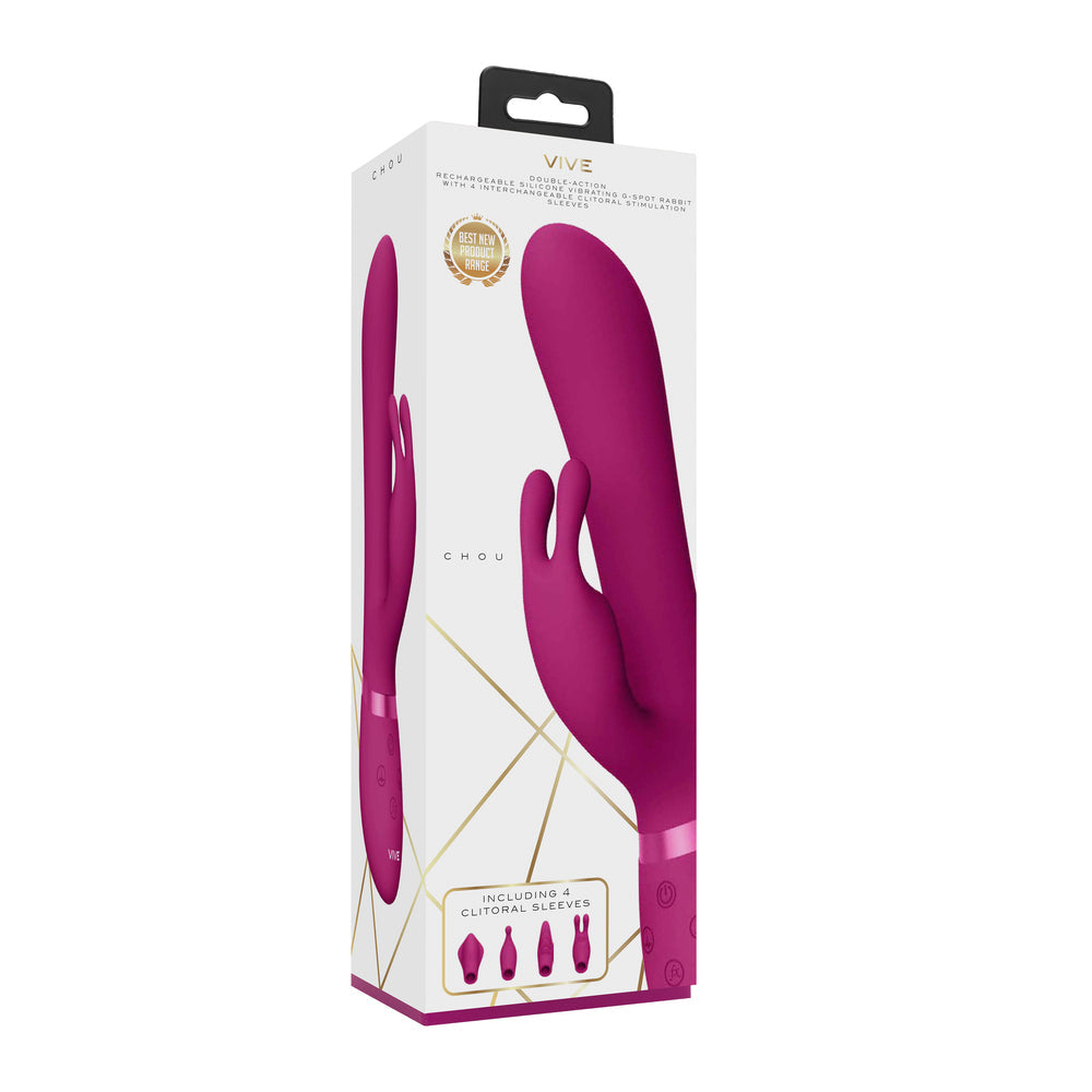 Vive Chou Double Action (Pink) – Interchangeable Rabbit Vibrator > Vibrators > Ladies > Rabbit Multi - Tophatter Daily Deals