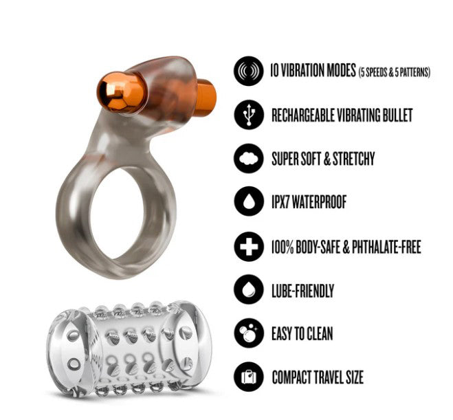 Stay Hard Vibrating Cock Ring Set With Textured Sleeve – Vibrating Cock Ring > Cock Ring > Vibrating - Tophatter Daily Deals