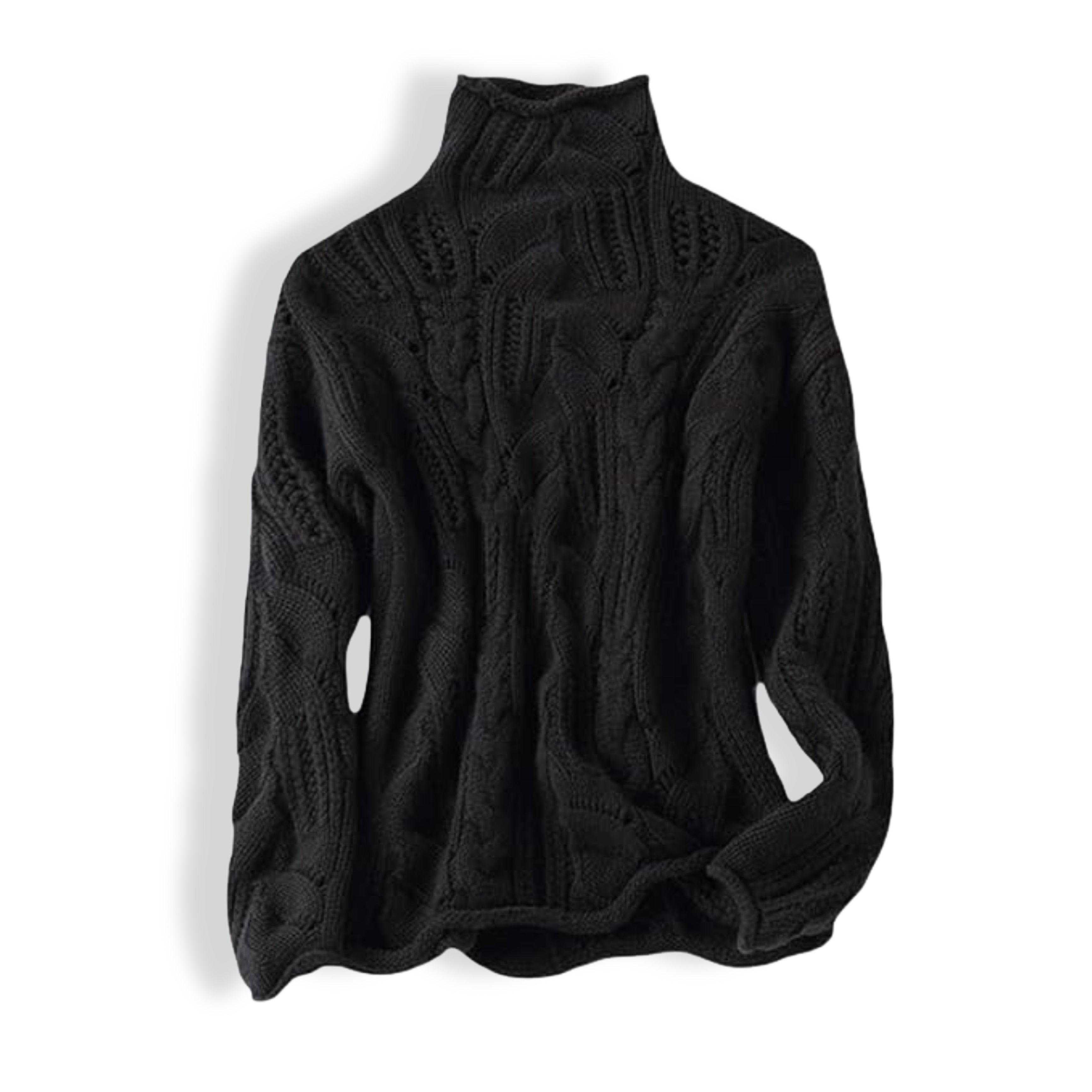 Soft Women’s Cashmere Sweater - Cable Knit, Cashmere, Casual Black - Tophatter Daily Deals
