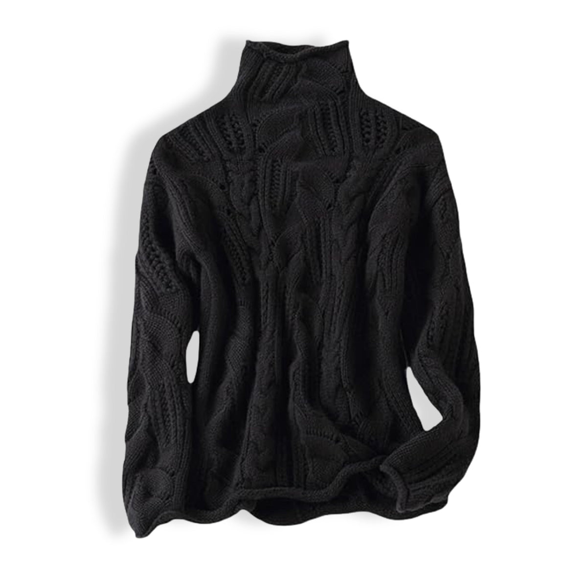 Soft Women’s Cashmere Sweater - Cable Knit, Cashmere, Casual Black - Tophatter Daily Deals
