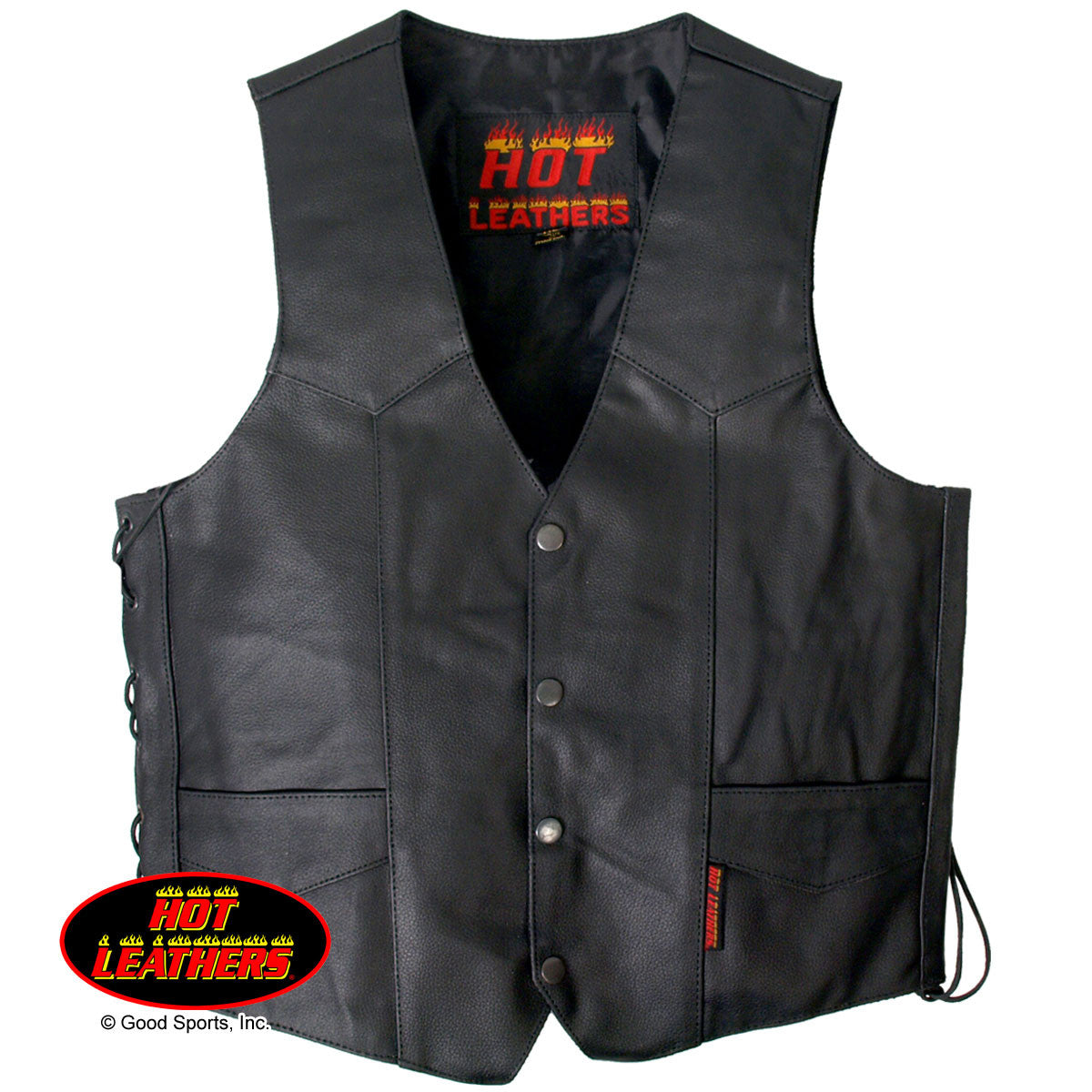 Hot Leathers Men's Heavyweight Leather Vest w/ Side Laces Leather Vest - Tophatter Daily Deals