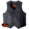 Hot Leathers Men's 10 Pocket Leather Vest w/ Side Laces Leather Vest - Tophatter Daily Deals