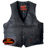 Hot Leathers Men's Concealed Carry Leather Vest Leather Vest - Tophatter Daily Deals