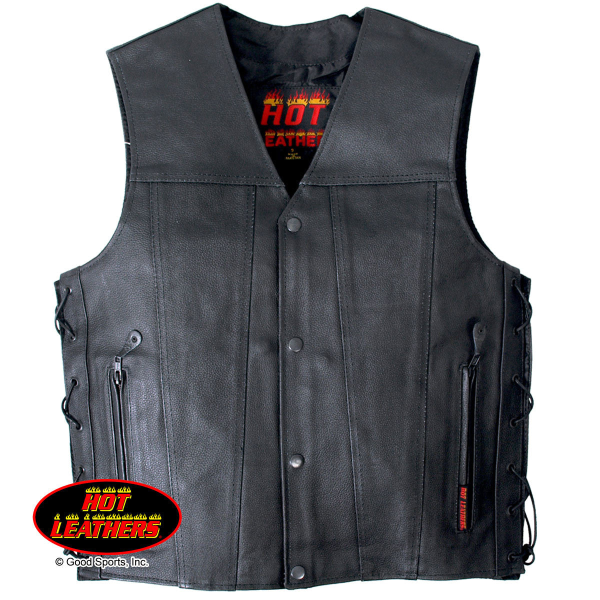 Hot Leathers Men's Concealed Carry Leather Vest w/ Solid Back Leather Vest - Tophatter Daily Deals