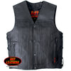 Hot Leathers Men's Concealed Carry Leather Vest w/ Solid Back Leather Vest - Tophatter Daily Deals