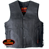 Hot Leathers Men's Concealed Carry Leather Vest w/ Solid Back Leather Vest - Tophatter Daily Deals