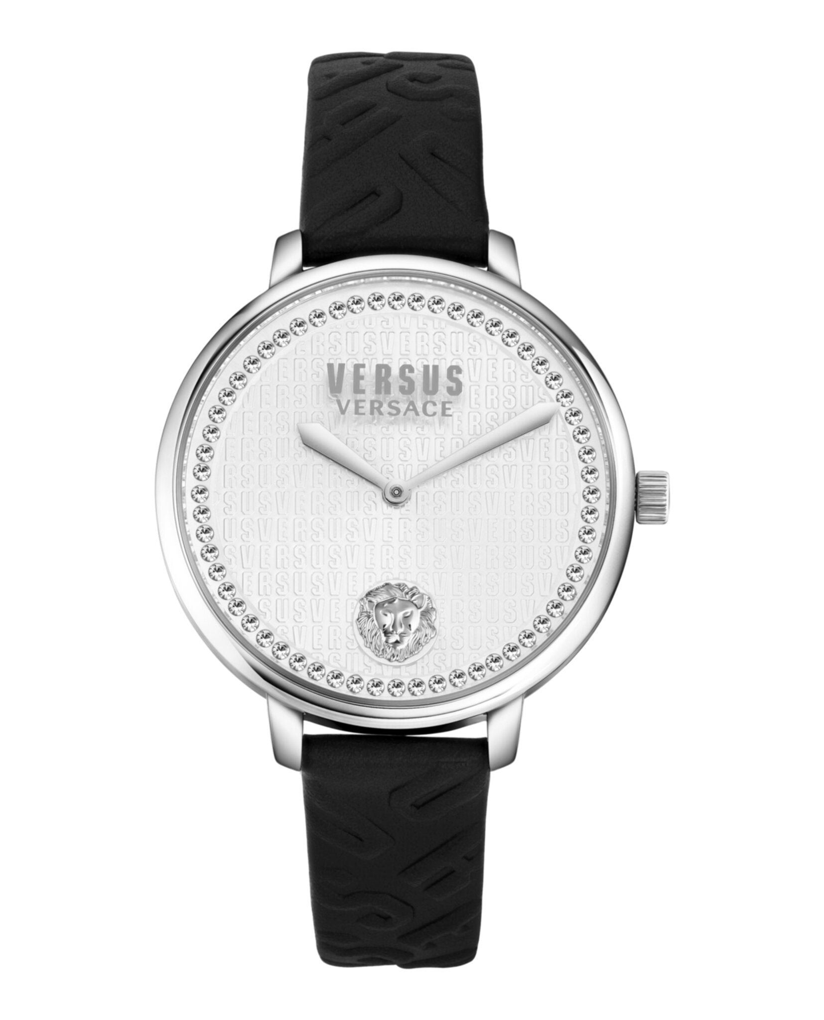 Versus Versace La Villette Crystal Leather Watch Stainless Steel Watches - Tophatter Daily Deals