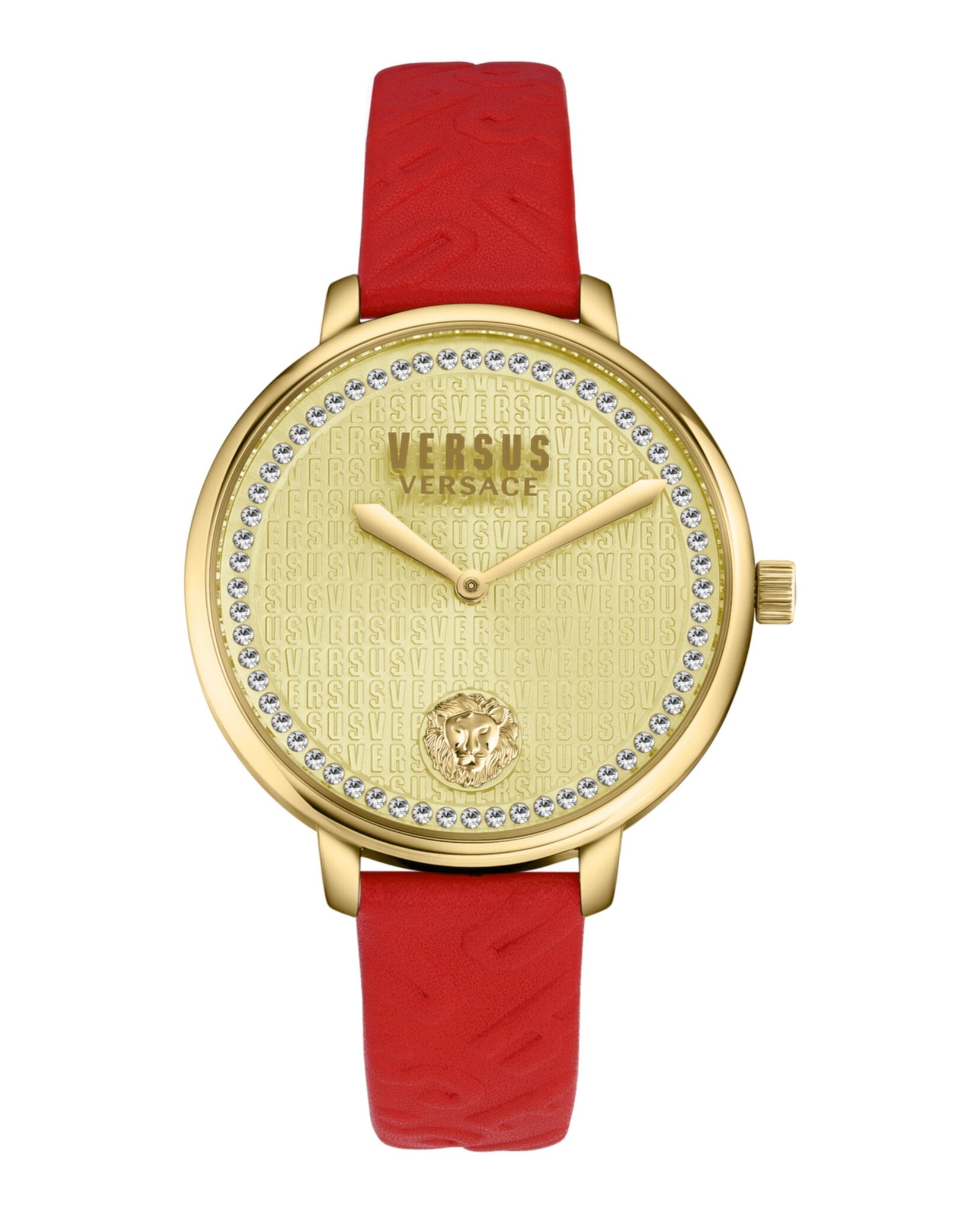 Versus Versace La Villette Crystal Leather Watch Gold Watches - Tophatter Daily Deals