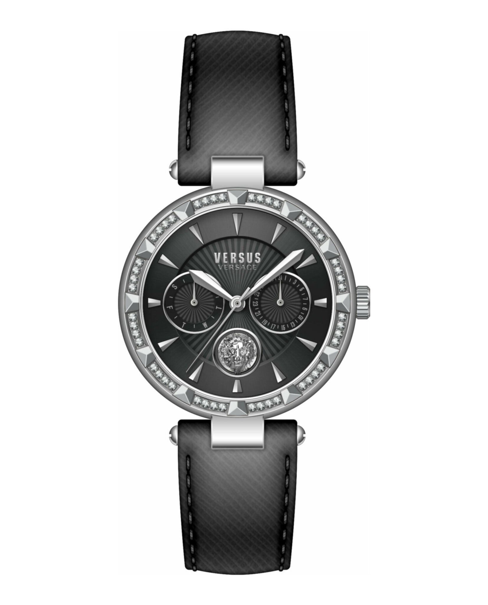Versus Versace Sertie Crystal Multifunction Watch Stainless Steel Watches - Tophatter Daily Deals