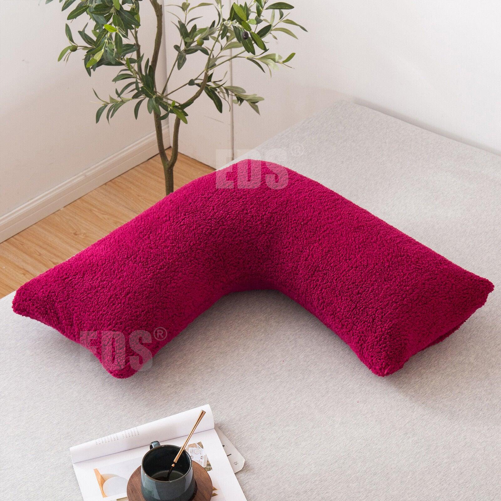 V Shaped Pillows UK - Teddy Fleece Orthopaedic Pillow with Pillow Case Pregnancy Maternity Pillows - Tophatter Daily Deals