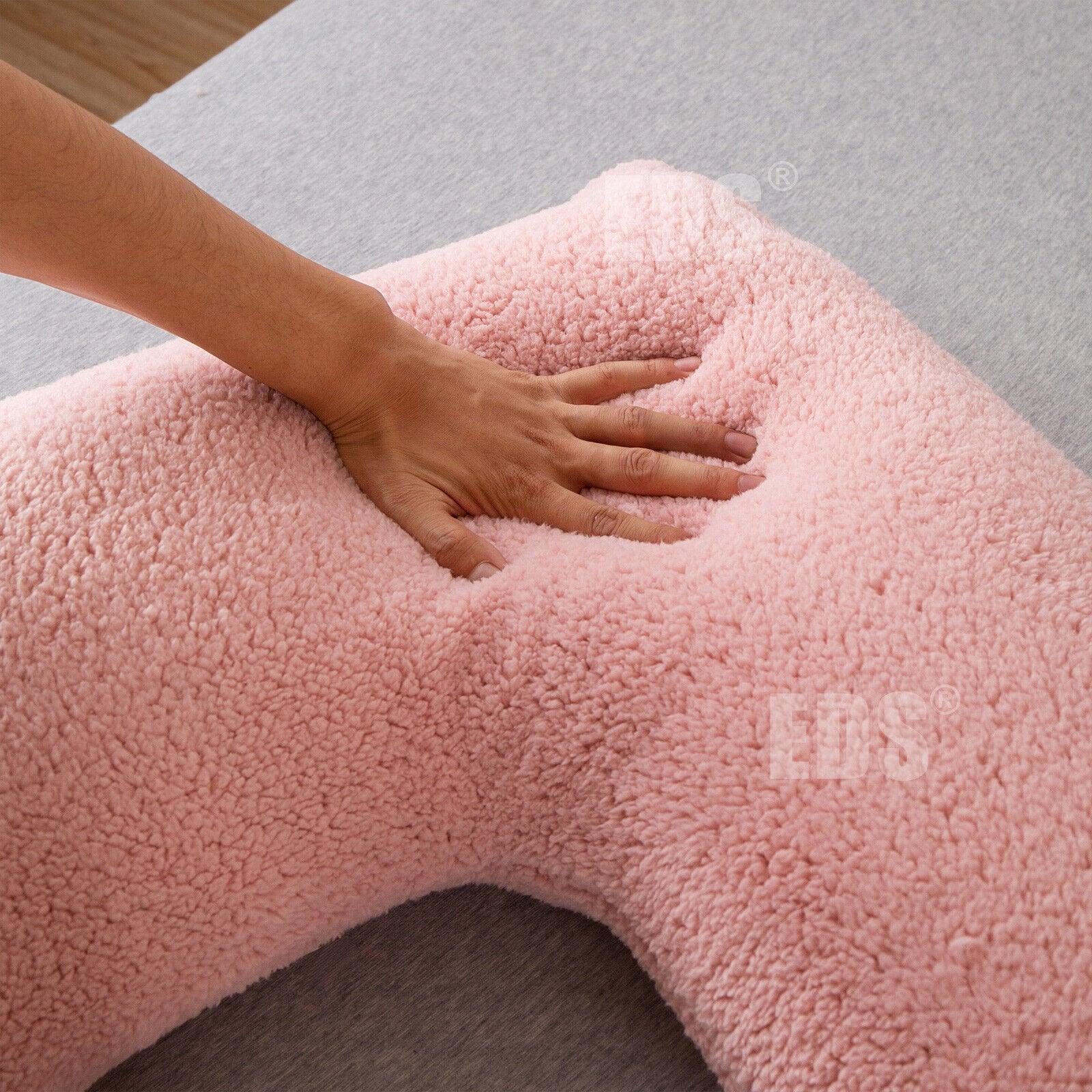 V Shaped Pillows UK - Teddy Fleece Orthopaedic Pillow with Pillow Case Pregnancy Maternity Pillows - Tophatter Daily Deals