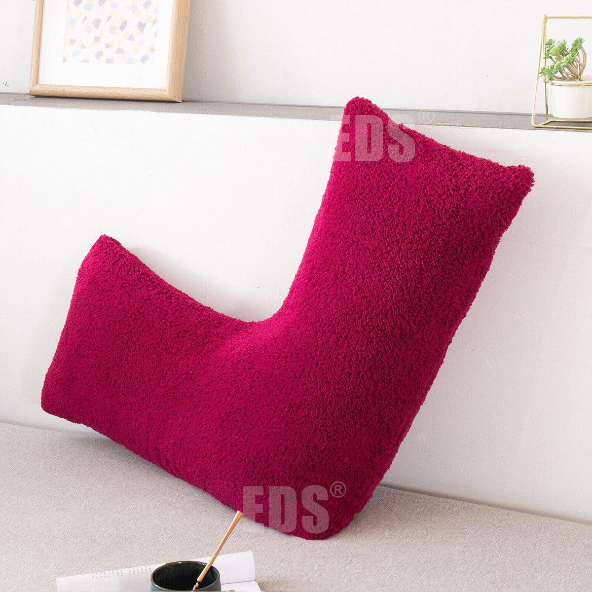 V Shaped Pillows UK - Teddy Fleece Orthopaedic Pillow with Pillow Case Pregnancy Maternity Pillows - Tophatter Daily Deals